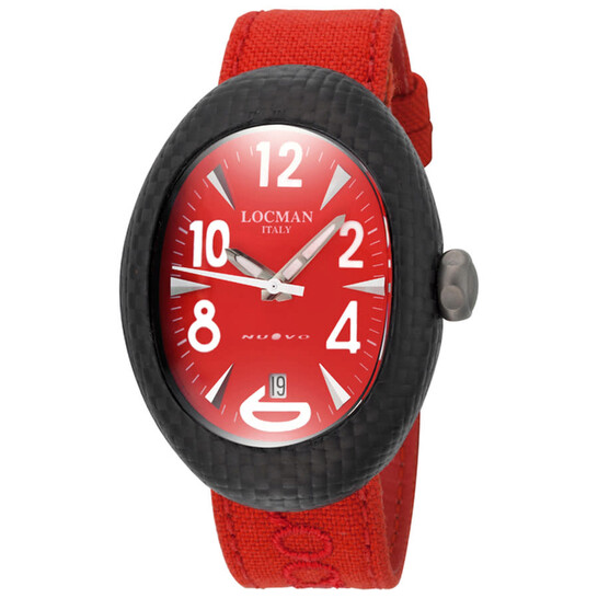 Locman Nuovo Carbonio Quartz Red Dial Men display picture 2