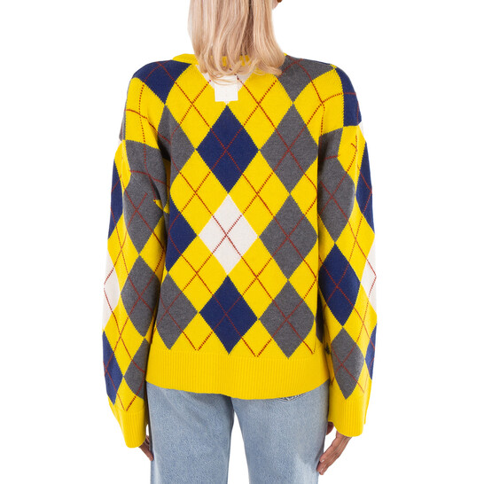 Loewe Argyle Ribbed Collar Knitted Jumper, Size Medium S359Y14KEY