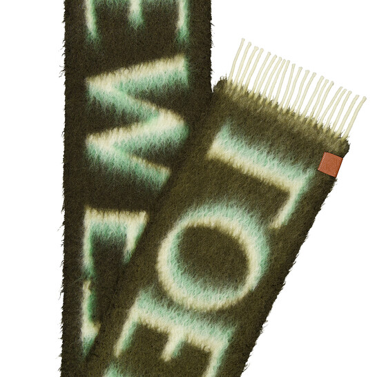 【国内発送】LOEWE ストール Fringed intarsia scarf Loewe - Logo-Intarsia Fringed Wool and Cashmere-Blend Scarf