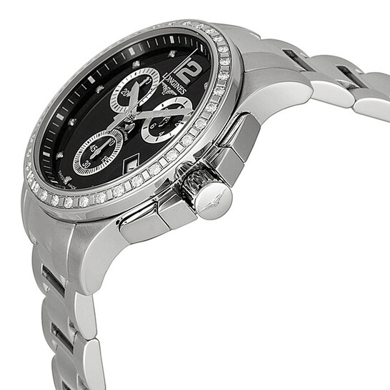 Longines Conquest Black Diamond Dial Chronograph Stainless