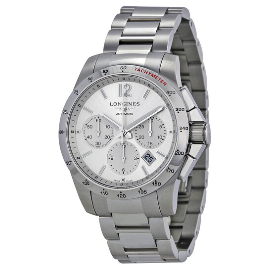 Longines Conquest Chronograph Silver Dial Stainless Steel Men's