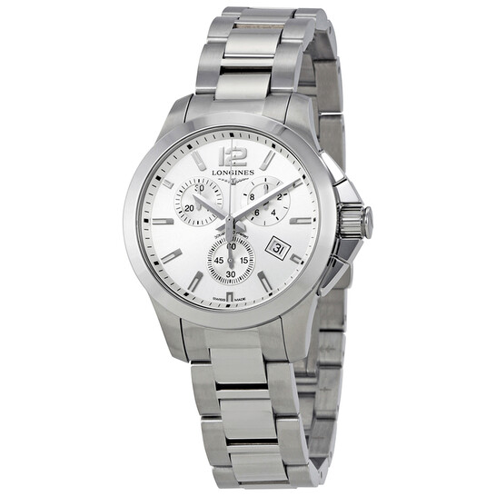 Longines Conquest Chronograph Silver Dial Unisex Watch L33794766 - 546x546