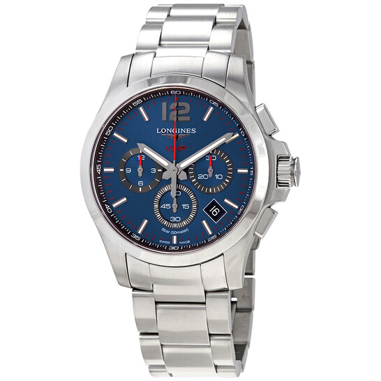 Longines Conquest Perpetual Chronograph Quartz Blue Dial Men's Watch  L37174966