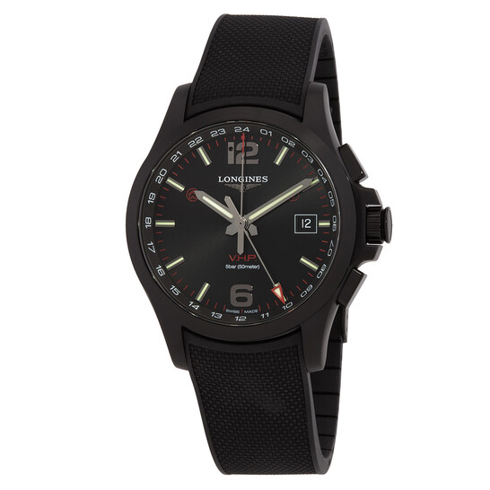 Longines Conquest GMT Quartz Black Dial Men's Watch