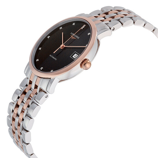 Longines Elegant Automatic Black Diamond Dial Steel and 18kt Rose Gold Ladies Watch L48095577 Longines Elegant Automatic Black Diamond Dial Steel and 18kt Rose Gold Ladies Watch L48095577 - 546x546 Image #2