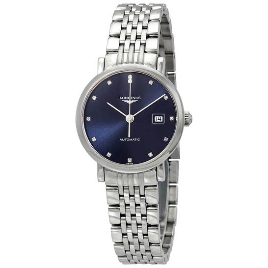 Longines Elegant Automatic Diamond Blue Dial Ladies Watch L4.310.4.97.6 - 546x546