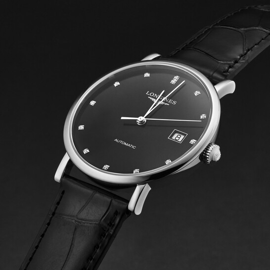 Elegant Black Dial Men\'s Watch LONGINES Elegant Collection Automatic 13 Diamond 34.5MM  main image 3