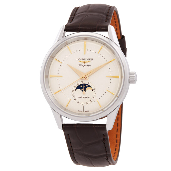 Longines Flagship Heritage Automatic Moon Phase Silver Dial Men's