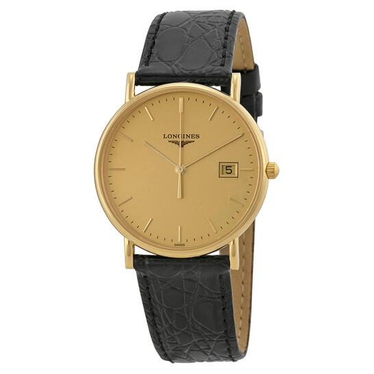 Longines La Grande Classique Champagne Dial 18kt Yellow Gold Black