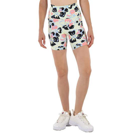 Lorna Jane Ladies Hibiscus Print Hi-Fold Bike Shorts, Size X-Small