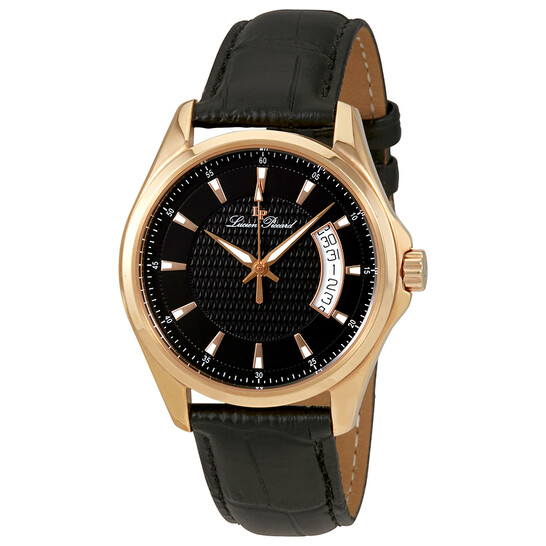 Lucien Piccard Men's Excalibur Black Dial Rose Gold-tone Watch LP
