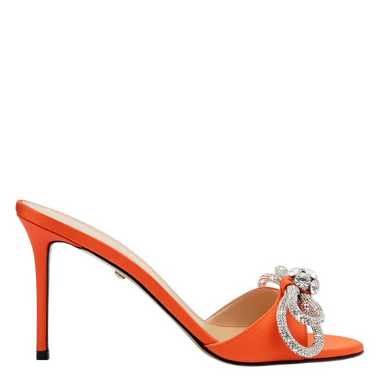 【関税込み】MACH & MACH シルバー Stud Bow ミュール MACH & MACH 100mm crystal-embellished bow-detail Sandals
