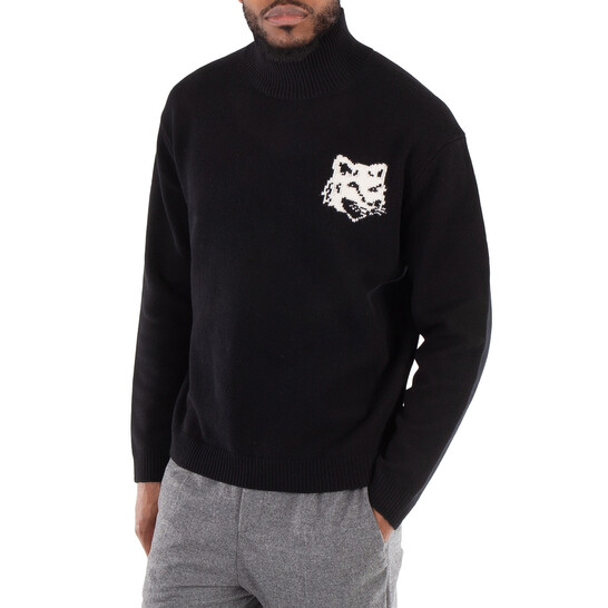 Maison Kitsuné Fox Head Intarsia High-Neck Jumper, Size
