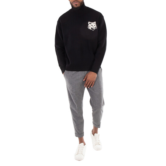 Maison Kitsuné Fox Head Intarsia High-Neck Jumper, Size