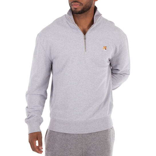 Maison Kitsuné Half-Zip Fox Head Patch Sweatshirt, Size Large