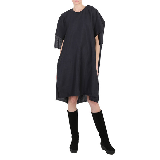 Maison Margiela Anthracite Mohair Wool Raw-Cut Oversize Dress