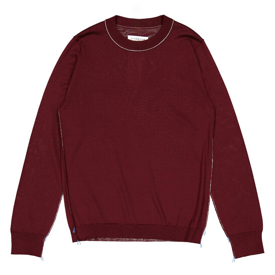 Maison Margiela Bordeaux Four-Stitch Crewneck Wool Blend