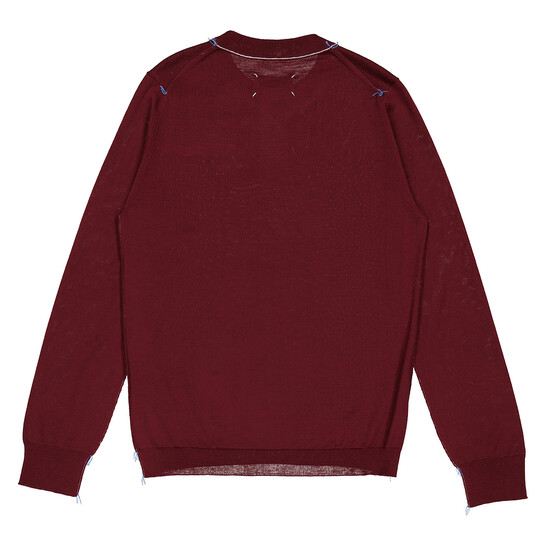 Maison Margiela Bordeaux Four-Stitch Crewneck Wool Blend