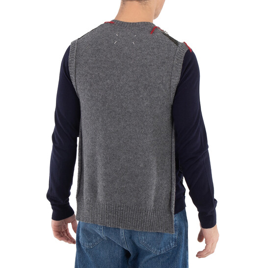 Maison Margiela Cut-Out Intarsia-Knit Vest, Size Small
