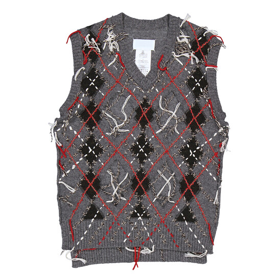 Maison Margiela Cut-Out Intarsia-Knit Vest, Size Small S67FB0027  
