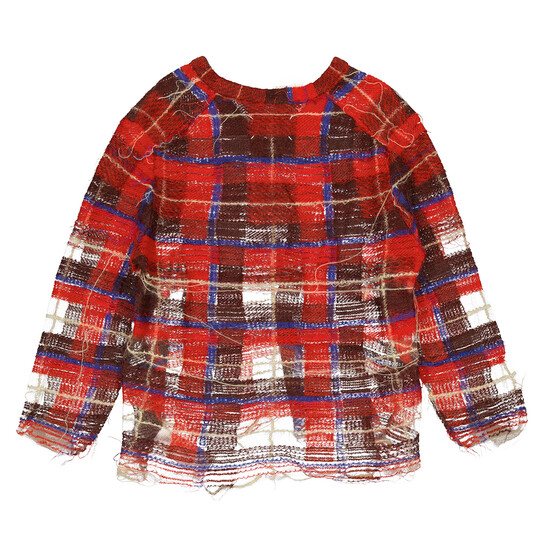 Maison Margiela Men's Red Deconstructed Long-Sleeve Knitted