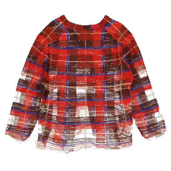 Maison Margiela Men's Red Deconstructed Long-Sleeve Knitted
