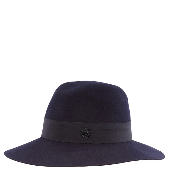 Maison Michel Ladies Navy Henrietta Wool Felt Fedora Hat, Size