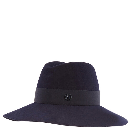 Maison Michel Ladies Navy Kate Wool Felt Fedora Hat, Size Small