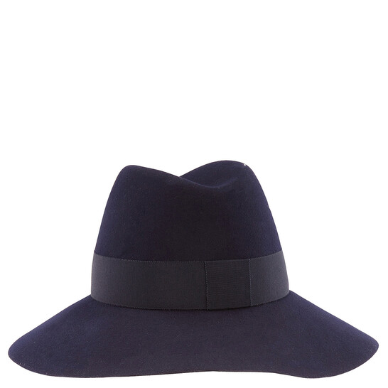 Maison Michel Ladies Navy Kate Wool Felt Fedora Hat, Size Small