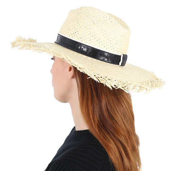 Maison Michel Natural Zango Straw Fedora Hat, Size Large