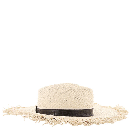 Maison Michel Natural Zango Straw Fedora Hat, Size Large