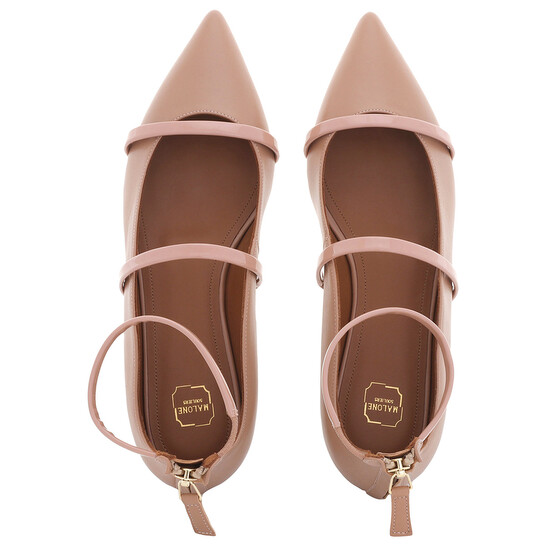 Malone Souliers Nude Leather Robyn Flats, Brand Size 35 ( US