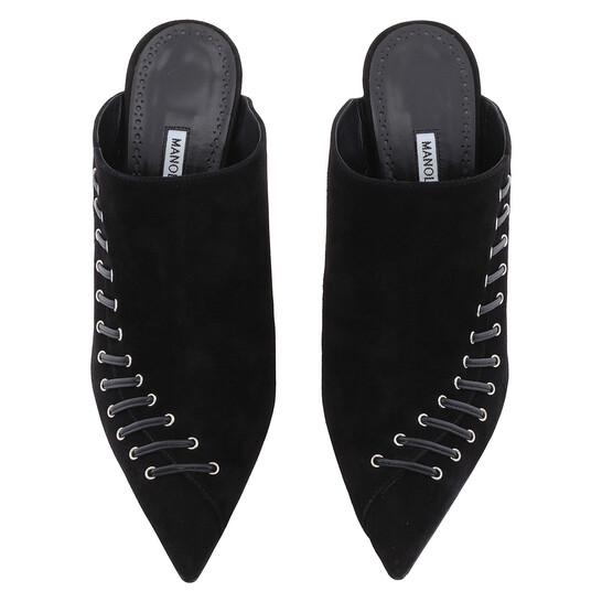 Manolo Blahnik Black Suede Dobre 105 Heeled Mules, Brand