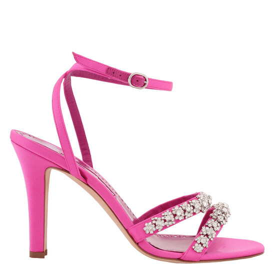Manolo Blahnik Vedada Satin Crystal Embellished Sandals, Brand