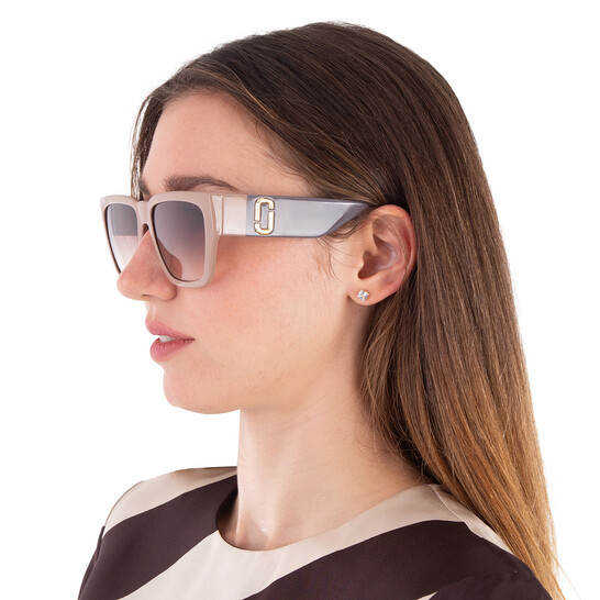 サングラス MARC JACOBS THE SHADES CASE SUNGLASSES Marc Jacobs Grey Lens Black Square Sunglasses