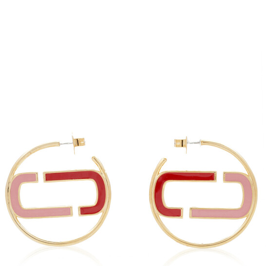 Marc Jacobs Ladies True Red Multicolor Gold Large Hoop