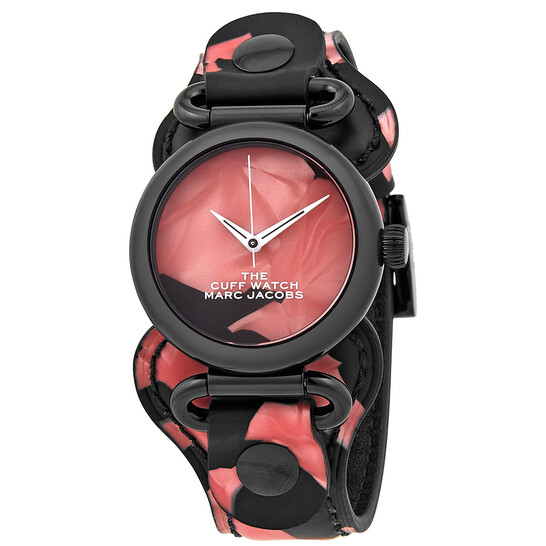 稀少 MARC JACOBS The Cuff Leather Multicolor Dial Ladies Marc Jacobs The Cuff Quartz Pink Dial Ladies Watch