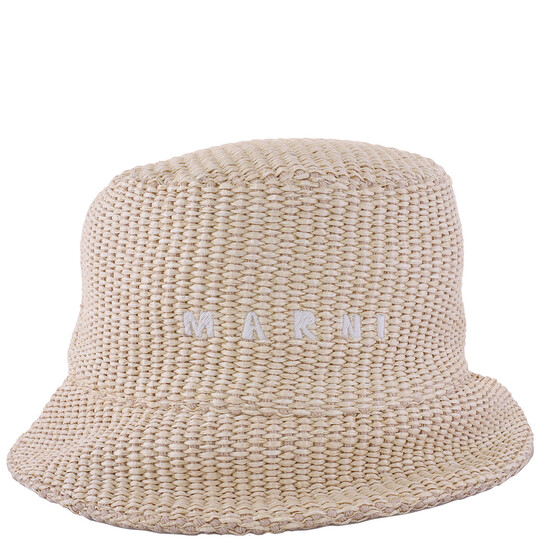 ハット Marni LOGO RAFIA BUCKET HAT Marni Raffia-effect bucket hat Marni