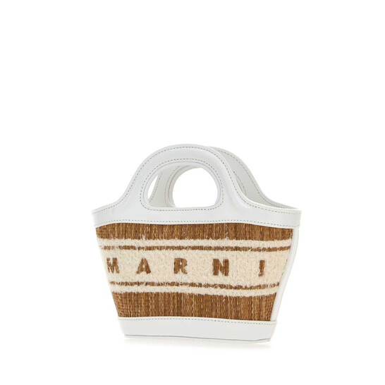 Marni Two-tone Raffia And Leather Micro Tropicalia Summer Handbag