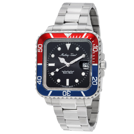 Mathey-Tissot Mathy Vintage Square Quartz Black Dial Men's