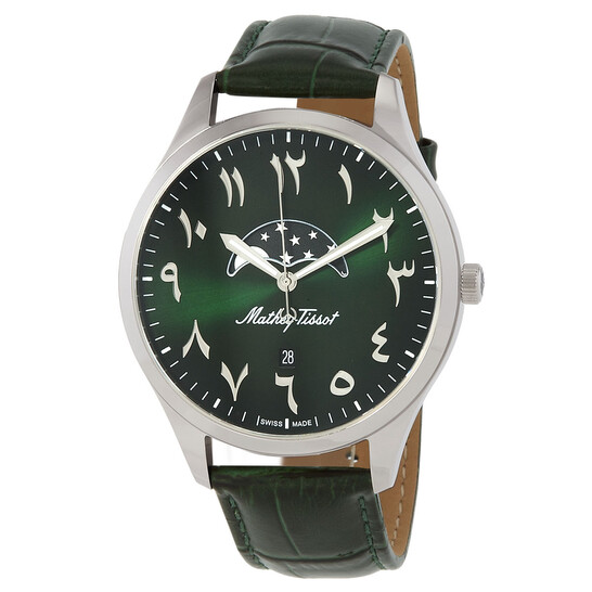 Mathey-Tissot Urban Moon Quartz Moon Phase Green Arabic Dial Men's