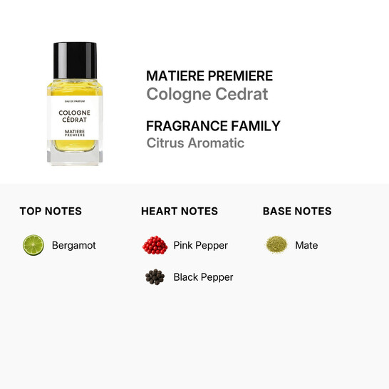Matiere Premiere Unisex Cologne Cedrat EDP Spray 3.4 oz Fragrances
