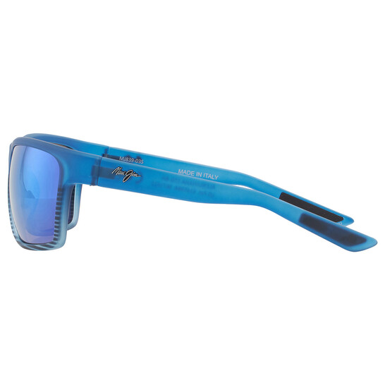サングラス Maui Jim Maui Jim - ALENUIHAHA - blue hawaii alenuihaha bl Maui Jim Alenuihaha Polarized Wrap Blue Black Stripe