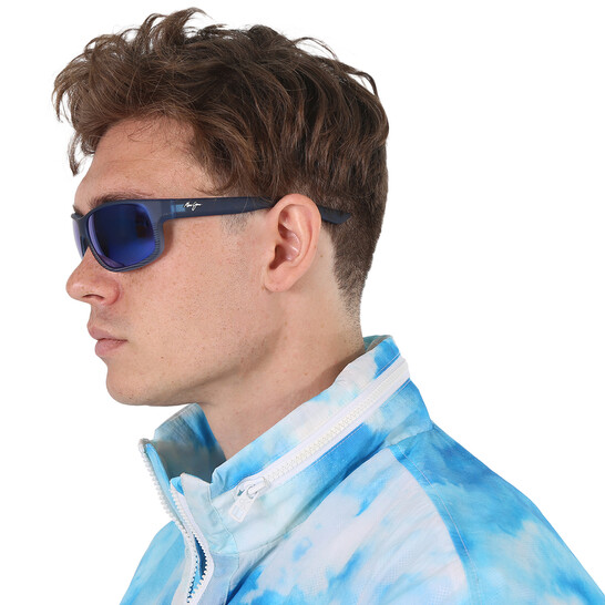Maui Jim Kaiwi Channel Blue Hawaii Wrap Unisex Sunglasses