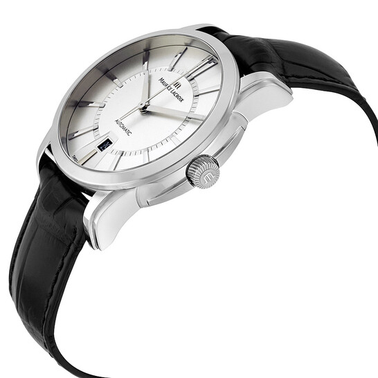 Maurice Lacroix Pontos Date Silver Dial Black Leather Automatic Men's Watch  PT6148-SS001-130
