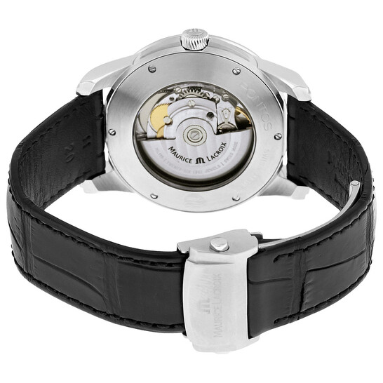 Maurice Lacroix Pontos Date Silver Dial Black Leather Automatic Men's Watch  PT6148-SS001-130