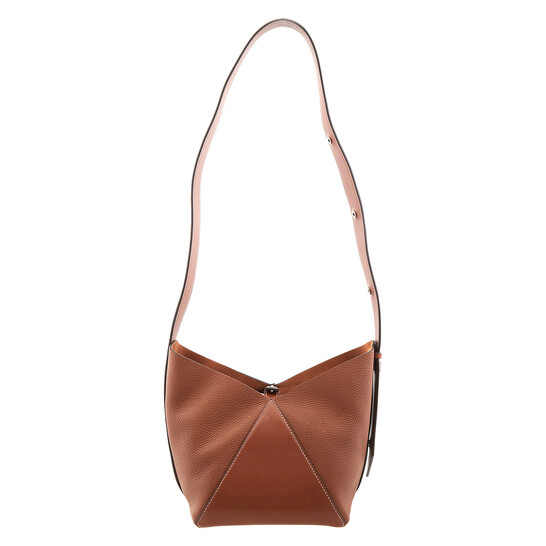 Max Mara Deer-Print Leather Small Bucket Bag 4516041600-BROWN