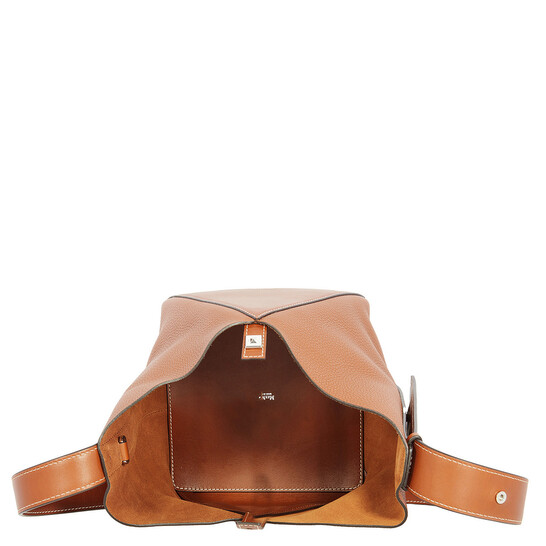 Max Mara Deer-Print Leather Small Bucket Bag 4516041600-BROWN