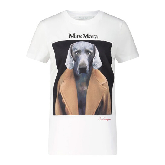 Max Mara Cipria Cotton T-Shirt Camel マックスマーラ Max Mara Dog Print Cipria Cotton T-Shirt, Size X-Small