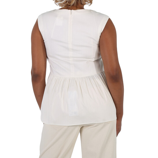 Max Mara Weekend Ladies Nebbie White Peplum Blouse, Brand